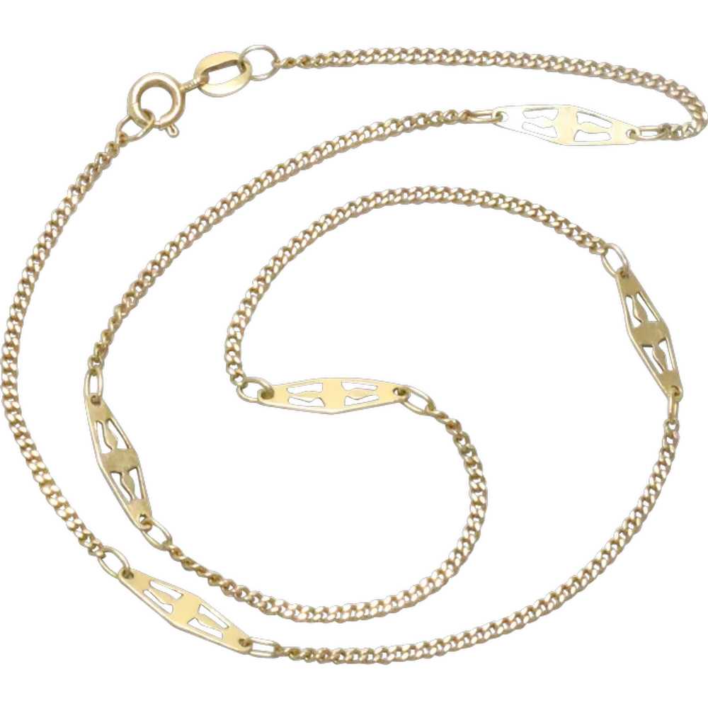 Vintage 18KT Yellow Gold Curb Chain Necklace - image 1