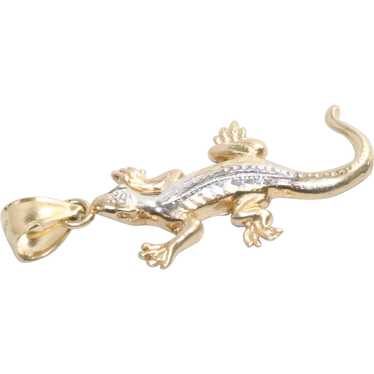 14K Two Toned Gold Lizard Pendant