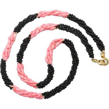 Vintage Coral Black Onyx Multi Strand Necklace - image 1