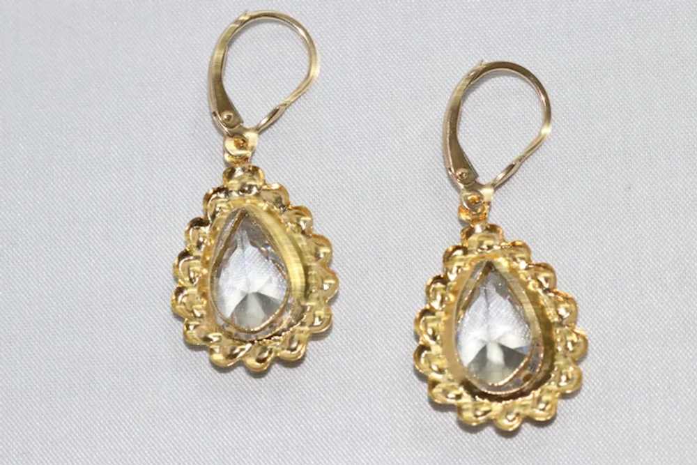 14 KT Gold Dangling Cubic Zirconia Earrings - image 3