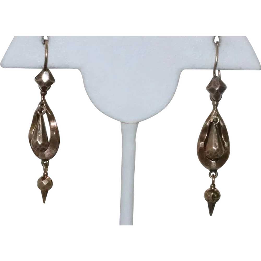 Vintage 10 KT Yellow Gold Dangling Earrings - image 1