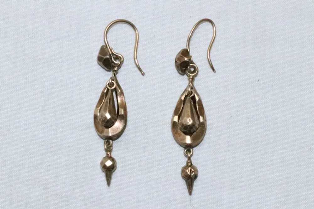 Vintage 10 KT Yellow Gold Dangling Earrings - image 3
