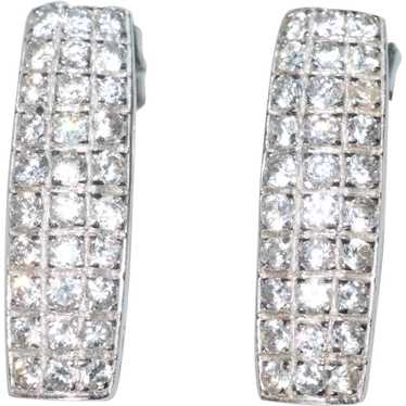 14K White Gold Rectangular Cubic Zirconia Earrings - image 1