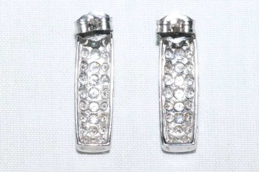 14K White Gold Rectangular Cubic Zirconia Earrings - image 2