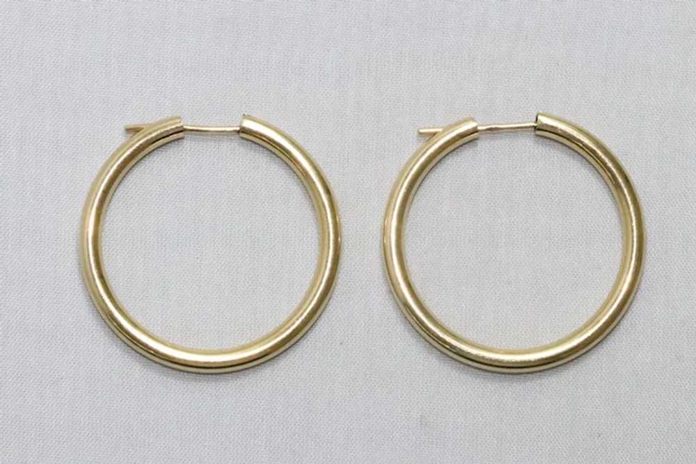 14 KT Yellow Gold Hoop Earrings - image 2