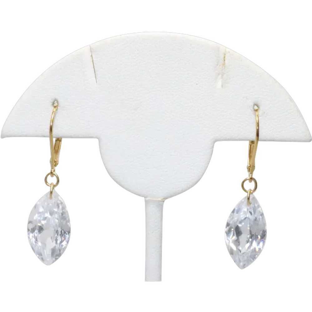 Vintage Costume Marquise Cubic Zirconia Stone Ear… - image 1