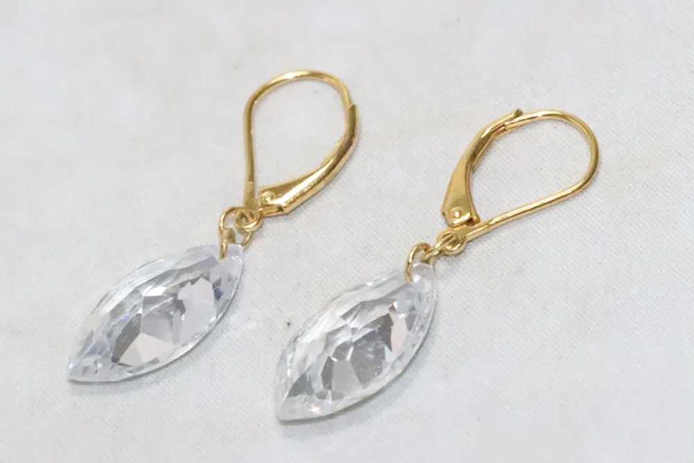 Vintage Costume Marquise Cubic Zirconia Stone Ear… - image 3