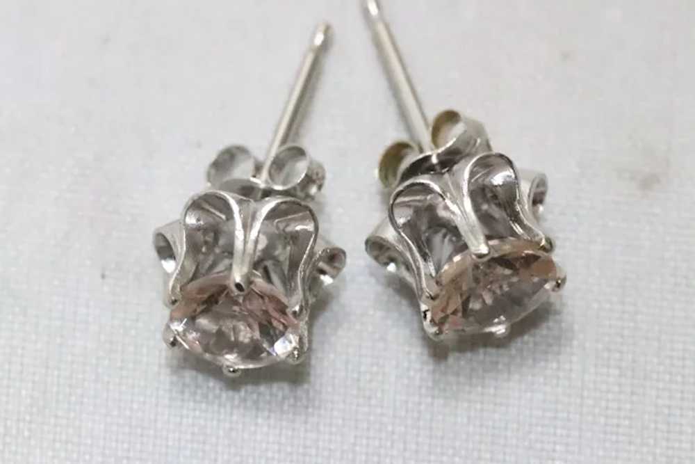 14KT White Gold Morganite Earrings - image 3