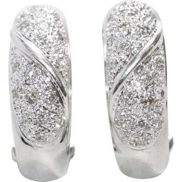 14K White Gold .45 CT Diamond Pave Earrings