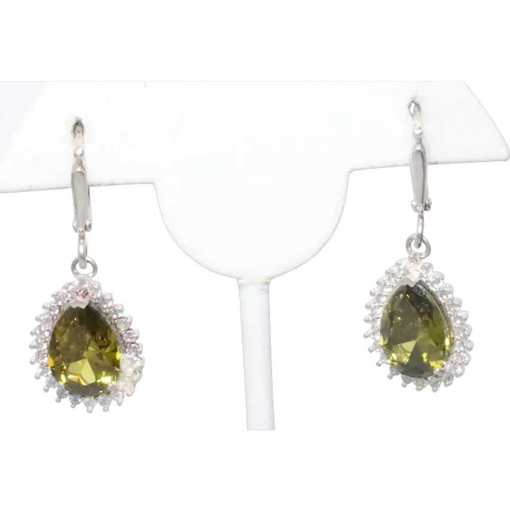 Sterling Silver Handmade Peridot Cubic Zirconia E… - image 1