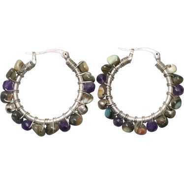 Vintage Sterling Silver Multi Gem Earrings