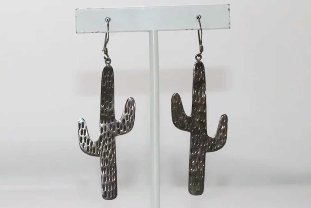 Vintage Sterling Silver Cactus Earrings - image 2