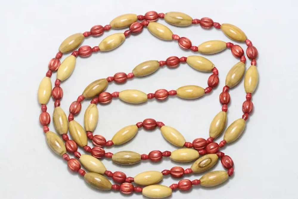 Vintage Wood Bead Necklace - image 2