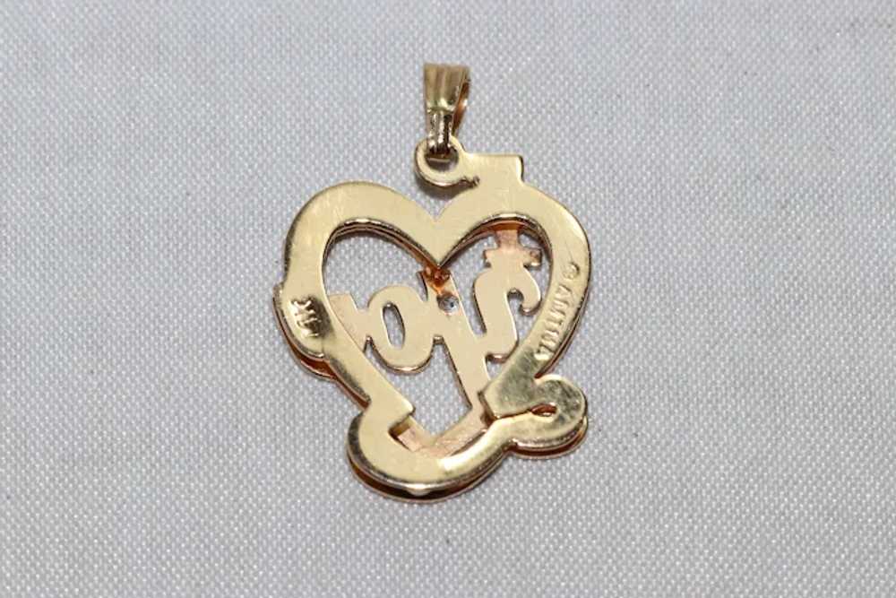 14KT Two Tone Gold I Love You Pendant - image 3