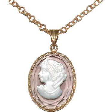 14KT Yellow Gold Amethyst Mother of Pearl Cameo I… - image 1