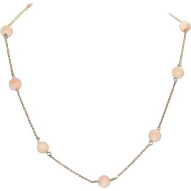 14KT Yellow Gold Light Coral Necklace - image 1