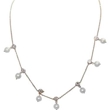 14 KT Yellow Gold White Pearls And Cubic Zirconia… - image 1