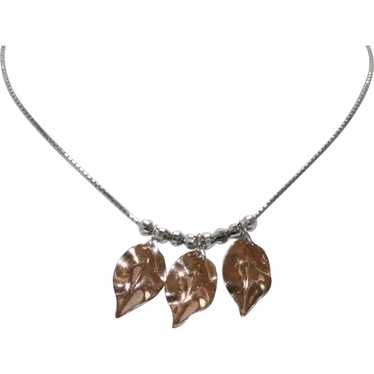 Sterling Silver Rose Gold Leaf Necklace