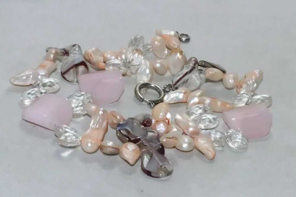 Vintage Rose Quartz Stone Necklace - image 2