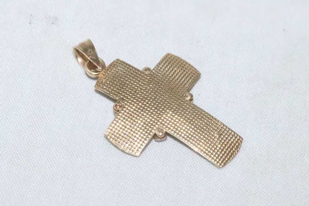 14KT Two Tone Gold Cross Pendant - image 3