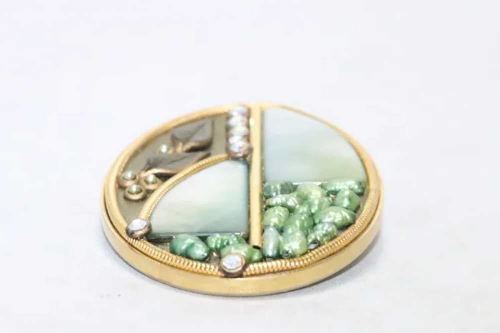 Vintage Marena Mother Of Pearl Scenic Brooch - image 4