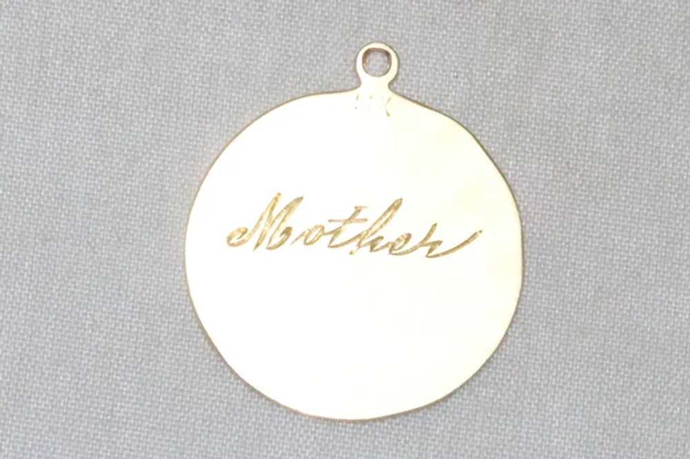 Vintage 14K Yellow Gold Sun "Mother" Pendant - image 2