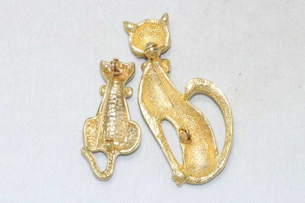 Vintage Gold Tone Bowtie Cats Brooches - image 2