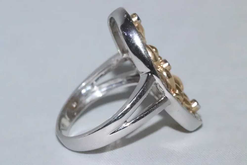 14K Two Toned Gold Diamond Halo Polished Nugget R… - image 2