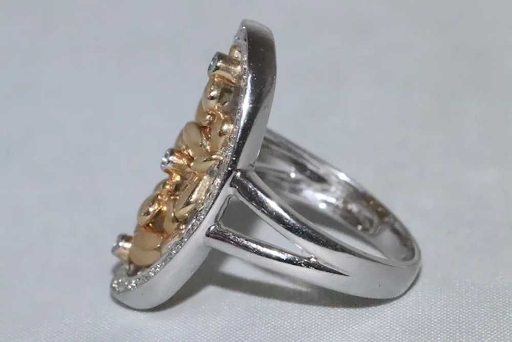 14K Two Toned Gold Diamond Halo Polished Nugget R… - image 3