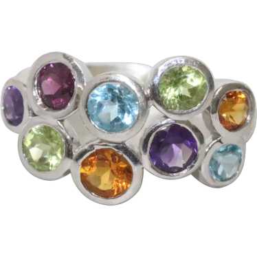 Sterling Silver Multi Colored Stone Ring - image 1