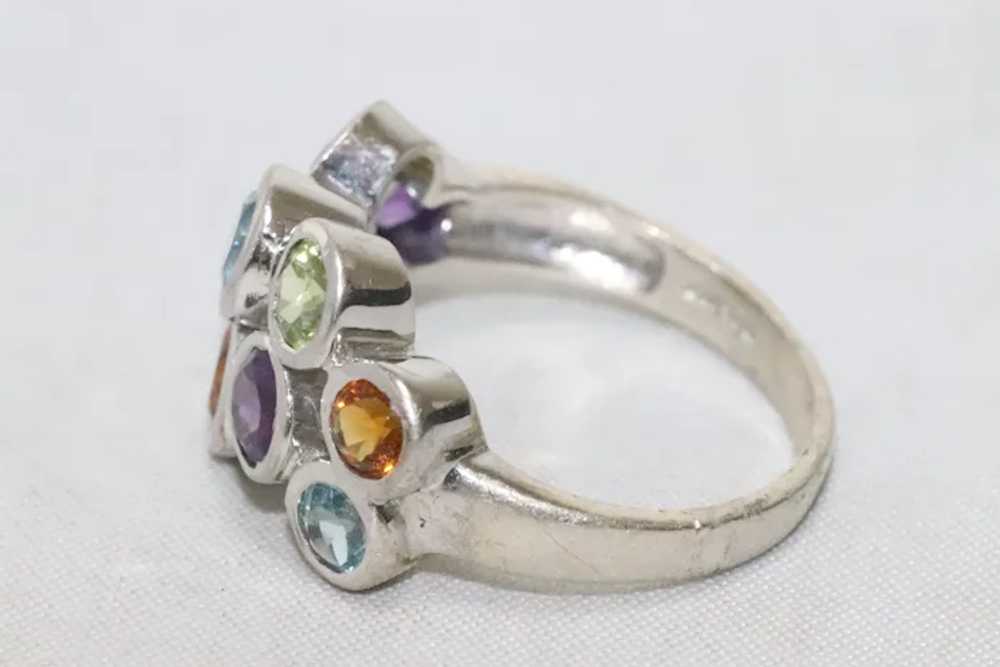Sterling Silver Multi Colored Stone Ring - image 2
