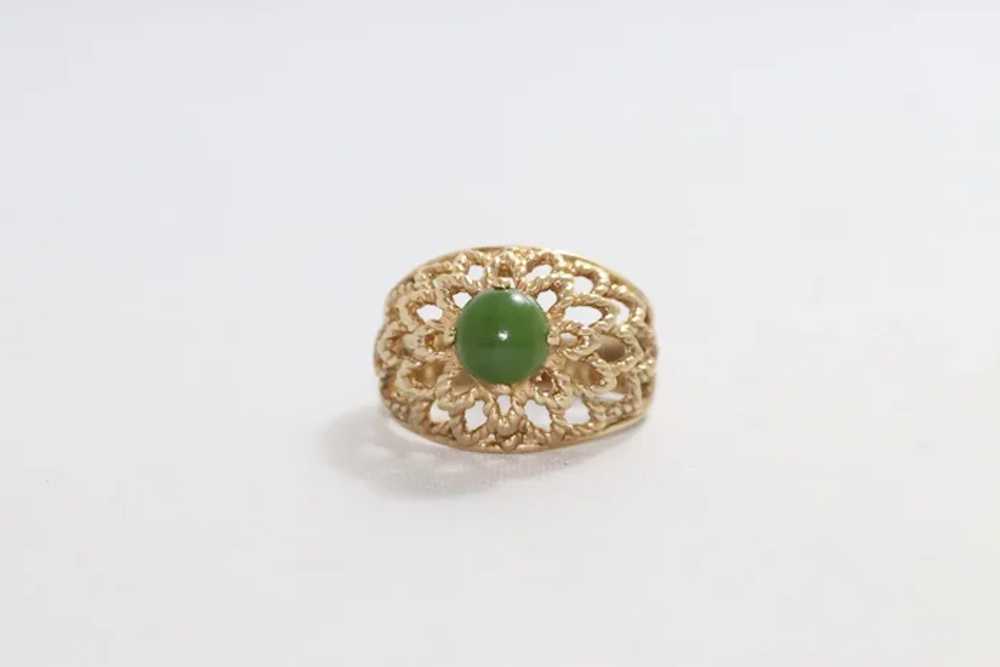 14k Gold Mesh Jade Ring - image 3