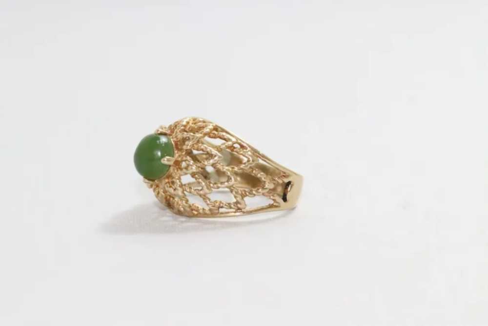 14k Gold Mesh Jade Ring - image 4