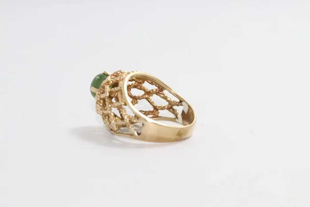 14k Gold Mesh Jade Ring - image 5