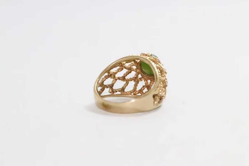 14k Gold Mesh Jade Ring - image 6