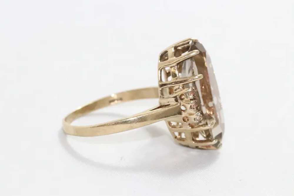 14KT Yellow Gold .15CT Diamond Smoky Quartz Ring - image 4