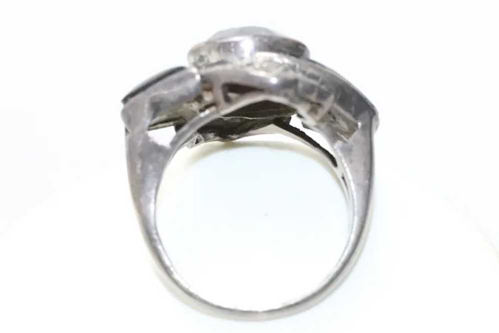 Vintage Sterling Silver Black Onyx Marcasite Ring - image 3