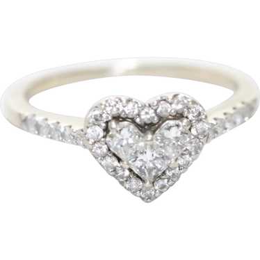 Vintage 14KT White Gold .40CT Diamond Heart Ring