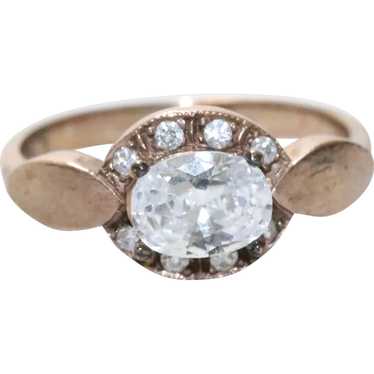 Sterling Silver Rose Gold Overlay Cubic Zirconia … - image 1