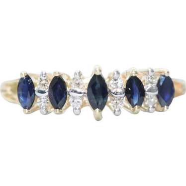 Vintage 14KT Yellow Gold .50 CT Sapphire .10 CT Di