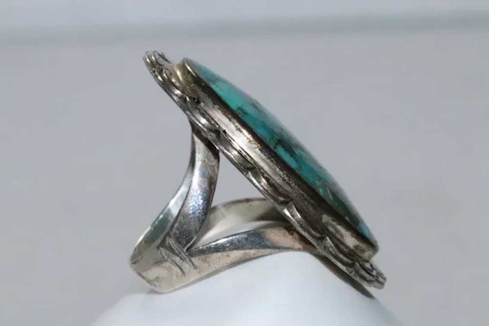 Sterling Silver Turquoise Pedal Framed ring - image 2