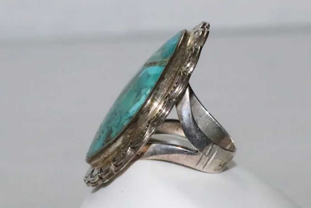 Sterling Silver Turquoise Pedal Framed ring - image 3