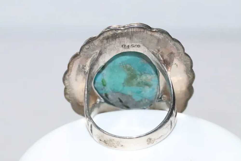 Sterling Silver Turquoise Pedal Framed ring - image 4