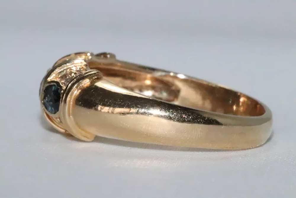 14K Yellow Gold Diamond Sapphire Ring - image 2