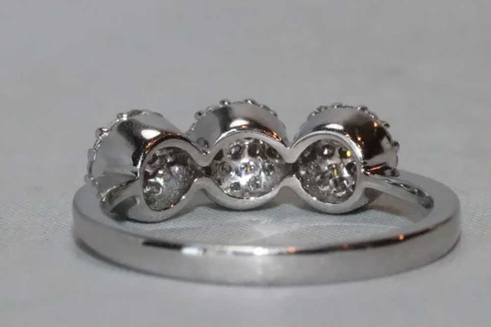 14K White Gold Pave Triple Puffed Ring - image 4