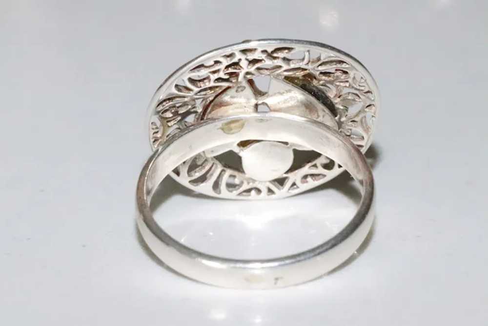 Sterling Silver Filigree Multi Colored Amber Ring - image 4
