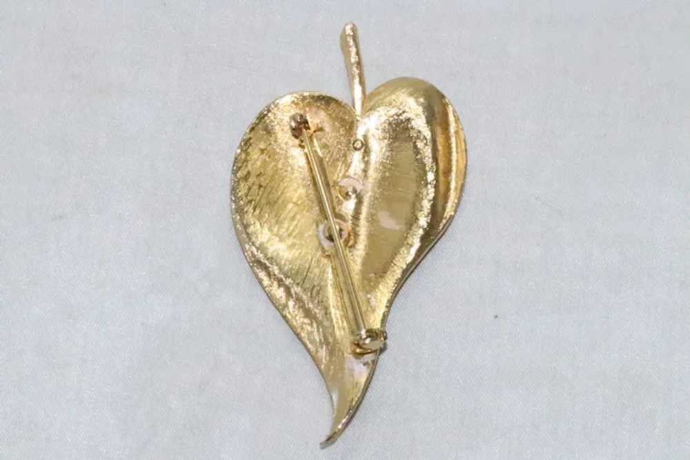 Vintage Leaf Brooch and Earrings Jewelry Set - image 4
