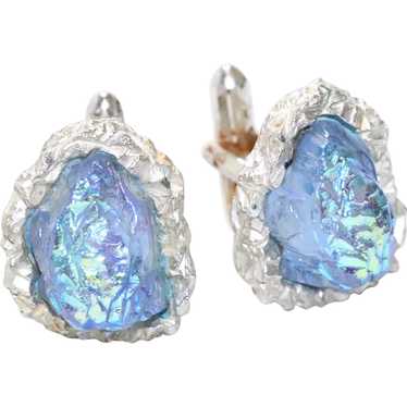 Vintage Costume Swank Iridescent Geode CuffLinks