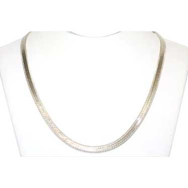 Vintage Sterling Silver Lined Herringbone Chain N… - image 1