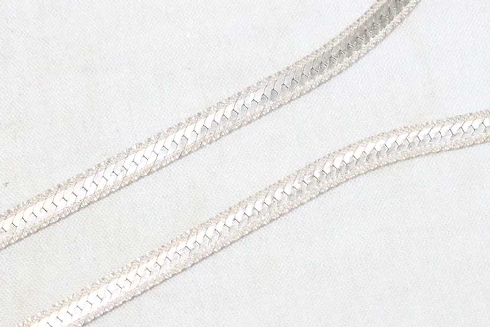 Vintage Sterling Silver Lined Herringbone Chain N… - image 3